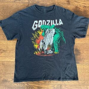 Godzilla NY Y2K Cracked Faded Graphic Print Movie Tshirt XL Monster Villain